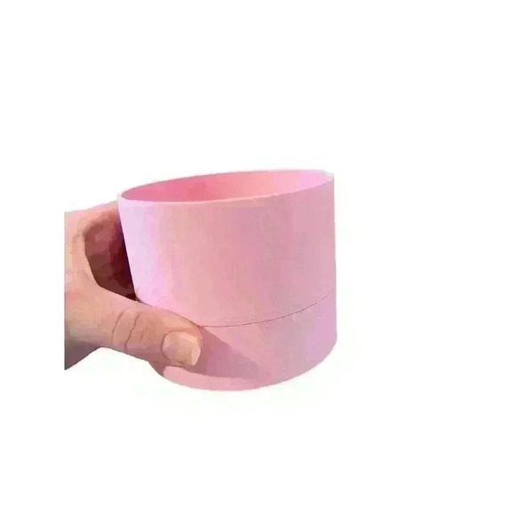 NEW 3D Printed Short Round Plant/Flower Pot with Drainage Tray in Pink - Picture 4 of 6
